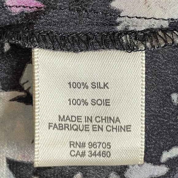 Rebecca Taylor Gray Pastel Floral Silk Blouse 1/2 Snap Popover Size 6 - Picture 5 of 5
